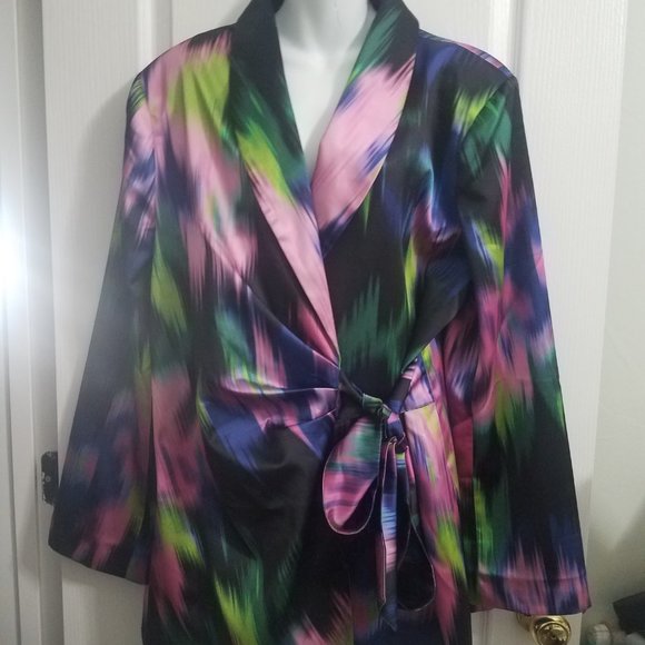 Nasty Gal Blazer Satin Printed Cinched Waist (US 18) NWT - Picture 3 of 6